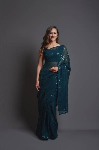 Georgette Glitter Vol 1 By Purple Partywear Sequence Saree Collection